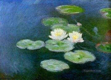 Flores Painting - Nenúfares Efecto Noche Claude Monet Impresionismo Flores